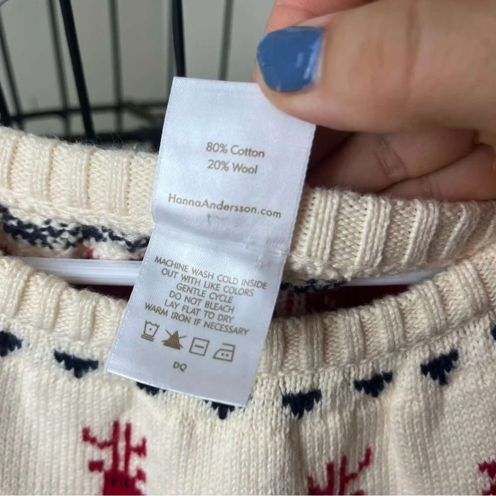 Hanna Andersson Dear Deer Fair Isle Reindeer Christmas Sweater Dress size 10